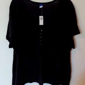 Old Navy lBlack Button down Henley